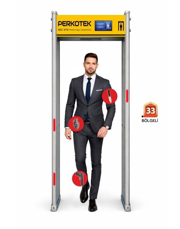 SEC 970 Metal Kapı Üst Arama Dedektörü 33 Bölgeli