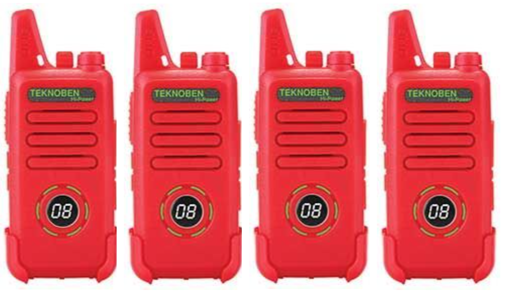 Teknoben Hi Power Lisanssız El Telsizi Kırmızı 4 Lü Set + 4 Çengel Kulaklık