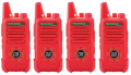 Teknoben Hi Power Lisanssız El Telsizi Kırmızı 4 Lü Set + 4 Çengel Kulaklık