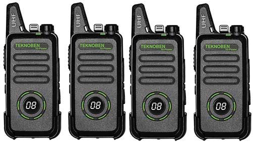 Teknoben Hi Power Lisanssız El Telsizi Siyah 4 Lü Set + 4 Çengel Kulaklık