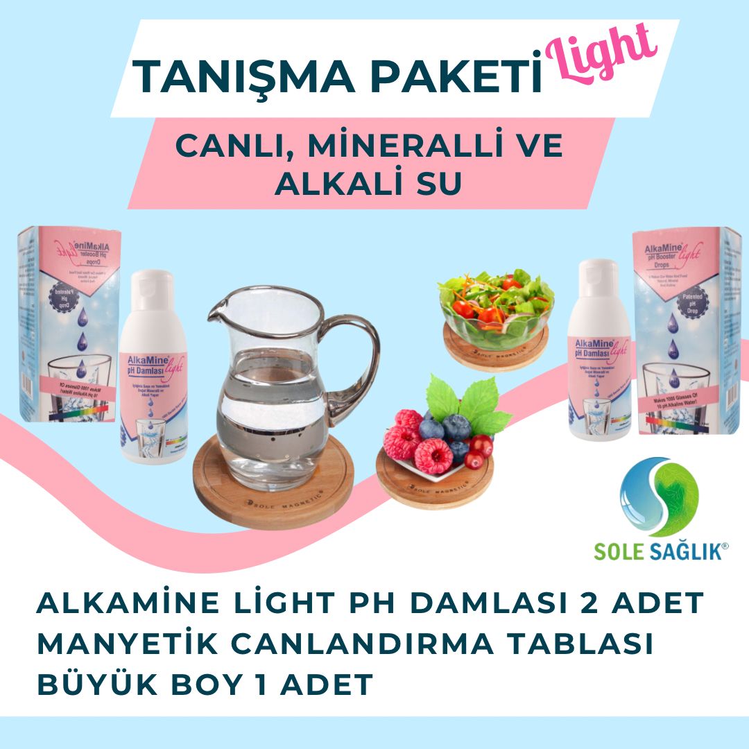 Sole Sağlık Light Tanışma Paketi (1 Adet Büyük Canlandırma Tablası, 2 Adet Alkamine Light Ph Damla)