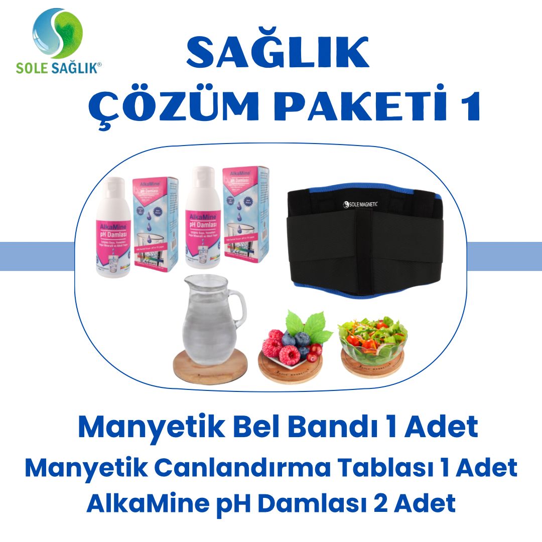 Sole Sağlık Çözüm Paketi 1 (Manyetik Bel Bandı 1 Adet, Canlandırma Tablası 1 Adet, Alkamine 2 Adet)