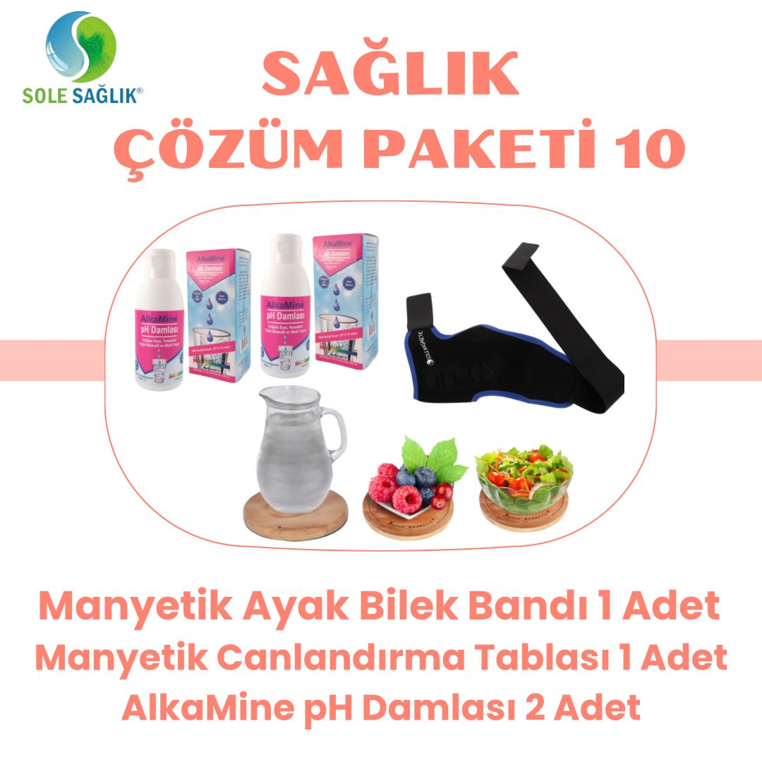 Sole Sağlık Çözüm Paketi 10 (Manyetik Ayak Bilek Bandı 1 Adt,Canlandırma Tabla 1 Adt,Alkamine 2 Adt)